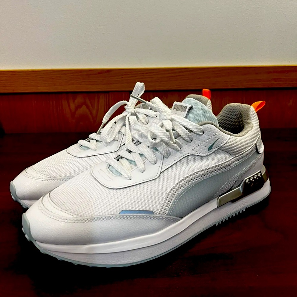 Puma City Rider PPE Sneakers Size 13 White/baby blue Leather new